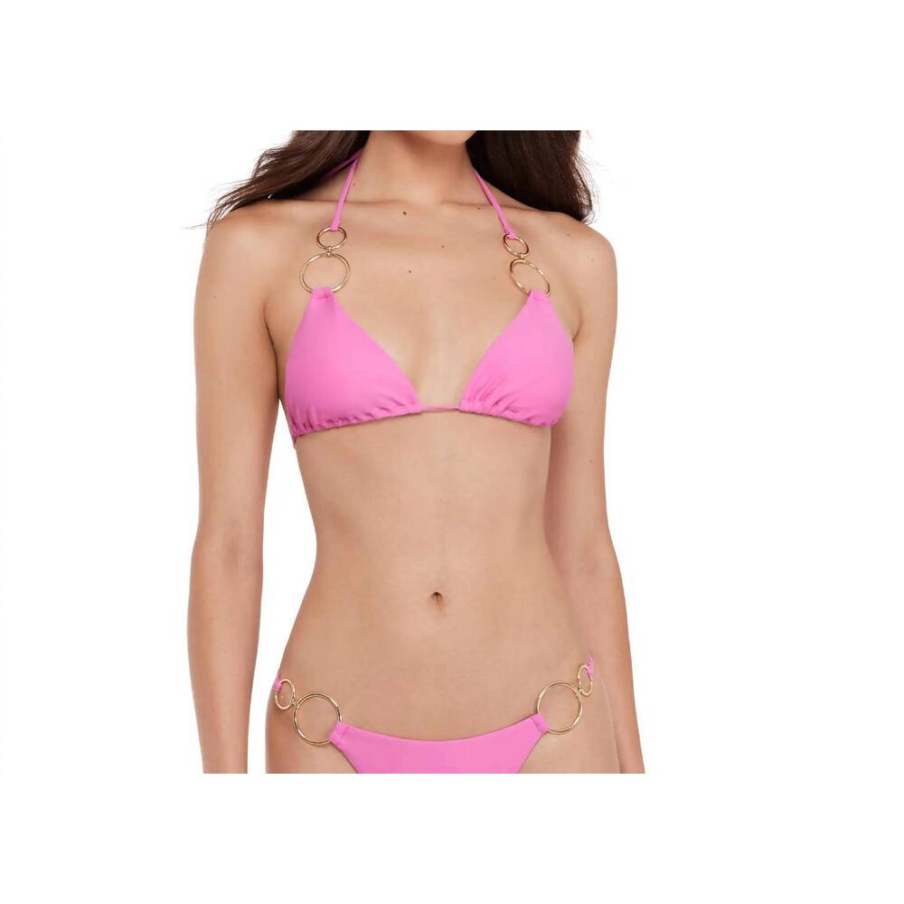 NEW STEVE MADDEN double ring triangle bikini top in neon pink